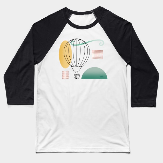 Hot Air Balloon Line Art Baseball T-Shirt by MoTekent